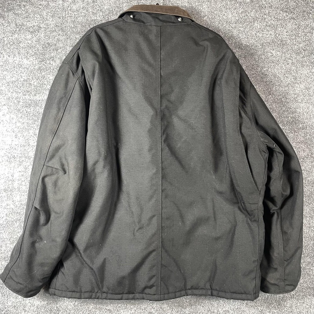 VTG Carhartt Jacket Mens XL Black Canvas Lined Workwear Full Zip Corduroy Collar - Picture 15 of 16